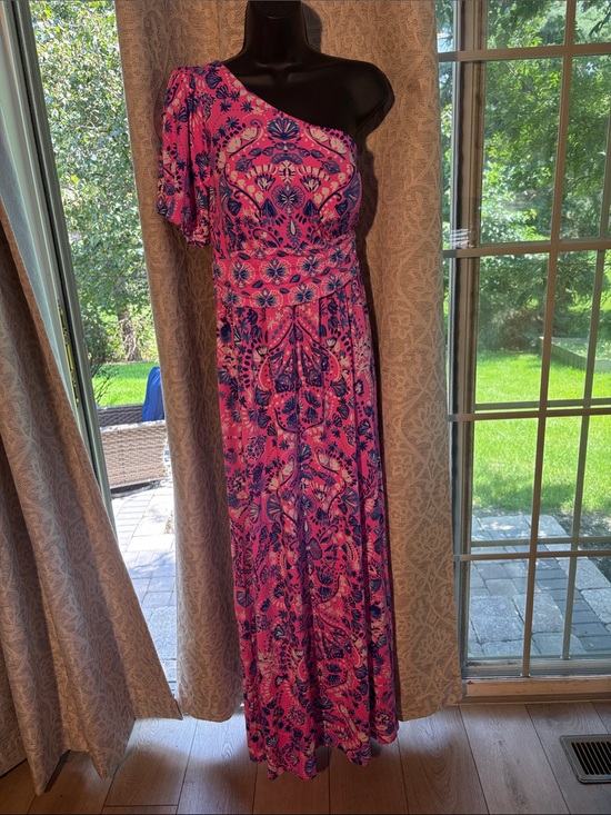 Lilly Pulitzer Dresses & Skirts - Lilly Pulitzer Solana Havana pink One-Shoulder Pink XL Maxi Dress - NWT